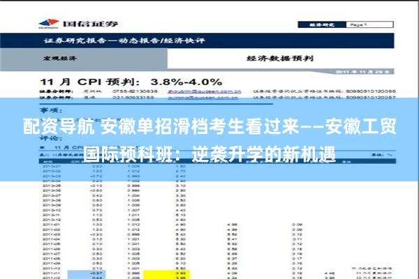 配资导航 安徽单招滑档考生看过来——安徽工贸国际预科班：逆袭升学的新机遇